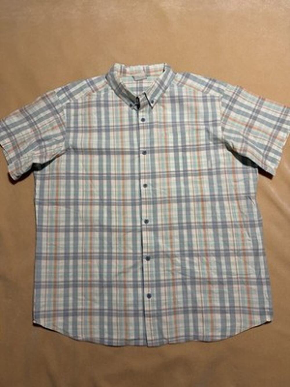 Columbia Shirt Mens 2XL Plaid Blue White Multi Color Button Up Camp